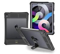 Shellbox Case for iPad Air 5&4 2020-2022, Waterproof Case Protective Dustproof Shockproof Case Cover with 360° Full-Body Protection, with Lanyard and Kickstand (Black)