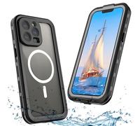 ShellBox Case iPhone 15 Pro Max Waterproof Case with Built-in Screen Protector, Shockproof Cover Heavy Duty Wireless Charging Case for iPhone 15 Pro Max 6.7 inch (Black)