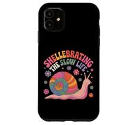 Shellebrating The Slow Life Rainbow Snail Floral Case for iPhone 11