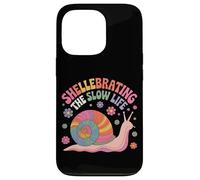 Shellebrating The Slow Life Rainbow Snail Floral Case for iPhone 13 Pro
