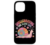 Shellebrating The Slow Life Rainbow Snail Floral Case for iPhone 15