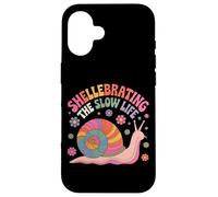 Shellebrating The Slow Life Rainbow Snail Floral Case for iPhone 16