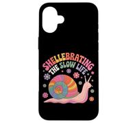 Shellebrating The Slow Life Rainbow Snail Floral Case for iPhone 16 Plus