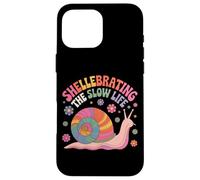Shellebrating The Slow Life Rainbow Snail Floral Case for iPhone 16 Pro Max