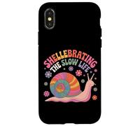 Shellebrating The Slow Life Rainbow Snail Floral Case for iPhone X/XS
