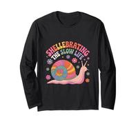 Shellebrating The Slow Life Rainbow Snail Floral Long Sleeve T-Shirt