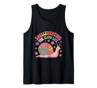 Shellebrating The Slow Life Rainbow Snail Floral Tank Top