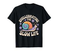 Shellebrating The Slow Life Snail Shell Floral Vibes T-Shirt