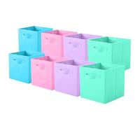 ShellKingdom Storage Bins, Foldable Fabric Storage Cubes And Cloth Organizer Drawer For Closet And Toys, 8 Pack (Pink+Lavender+Light Blue+Mint Green)