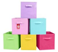 ShellKingdom Storage Bins, Foldable Fabric Storage Cubes And Cloth Storage Organizer Drawer For Closet And Toys Storage, 13 X 13 X 13 INCH, 6 Pack (6 Colors)