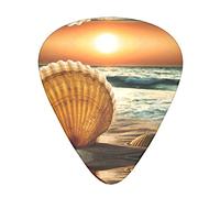 Shells and Sand Guitar Picks 12 Pack Set Guitar Gift for Bass Picks Acoustic Guitars Plectrums with Clear Storage Box