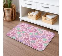 Shells and Starfish Quick Dry Bath Mat, Pastel Ocean Theme Absorbent Non Slip Shower Mat, Summer Decorative Flannel Washable Bath Rugs for Bathroom Toilet Restroom 20x32 Inch