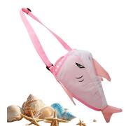 Shells Bag, Shark Mesh Design | Large Capacity and Foldable for Collecting Seashells - for Children Girl Boy Toys Sand Holiday Summer Pool Travel, pink, Fare riferimento alla descrizione