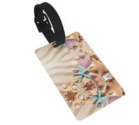 Shells On The Beach Print 5pcs Luggage Tags for Suitcases,Cute Suitcase Tag Identifiers for Baggage Tag for Cruise Airport Travel PVC