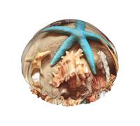 Shells On The Beach Print Bath Cap For Long Hair And Short Hair, Washable Elastic Band Bath Hair Hat For Long Hair, Braid