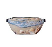 Shells on The Beach Print Bumbag Large Fanny Pack, Crossbody Waist Bag with Adjustable Strap Chest Bag for Hiking Travel Fitness and Daily Carry