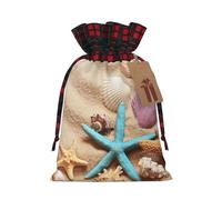 Shells On The Beach Print Christmas Drawstring Gift Bags Large Xmas Present Storage Bag