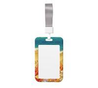 Shells On The Beach Print Id Card Holder,Badge Holder with Lanyard,Work Pass Protector for Office Staff School Nurse