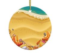 Shells On The Beach Print Personalized Christmas Ceramic Ornaments,Christmas Tree Decorations,Souvenir,Fun Ornaments
