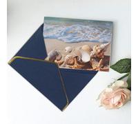 Shells On The Beach Printed Blank Greeting Card-Christmas Card,Thank You Cards,Party Invitation Card Festival Greeting Cards & All Occasion Blue