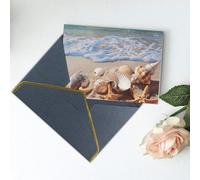 Shells On The Beach Printed Blank Greeting Card-Christmas Card,Thank You Cards,Party Invitation Card Festival Greeting Cards & All Occasion Black