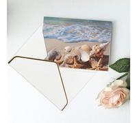 Shells On The Beach Printed Blank Greeting Card-Christmas Card,Thank You Cards,Party Invitation Card Festival Greeting Cards & All Occasion White