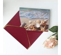 Shells On The Beach Printed Blank Greeting Card-Christmas Card,Thank You Cards,Party Invitation Card Festival Greeting Cards & All Occasion Dark Red