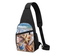 Shells on The Beach Printed Chest Bag Sling Bag for Men Women, Outdoor Crossbody Fanny Packs Hiking Chest Packs Sport Daypacks