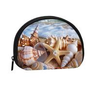 Shells on The Beach Printed Coin Purse for Women Cute Small Change Wallet Mini Coin Purses Pouch with Zipper