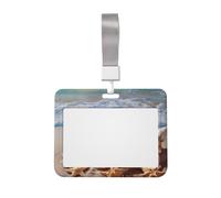 Shells on The Beach Printed ID Badge Holder with Lanyard, Clear Plastic Badge Holder for Work, School, Hospital, Security - Water Resistant & Dirt Proof