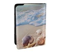 Shells on The Beach Printed Passport Holder - 6.5 x 4.5 Inch RFID Blocking Travel Wallet,Stylish Passport Cover,Lightweight Document Organizer for Cards