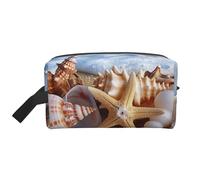 Shells on The Beach Prints Makeup Bags for Women Girls Large Capacity Zipper Cosmetic Bag Travel Toiletry Bag Organizer with Handle