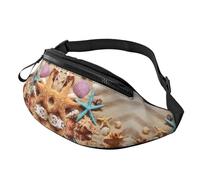 Shells On The Beach Unisex Sport Casual Crossbody Sling Bag, Lightweight Adjustable Chest Pack with Headphone Jack, Durable Polyester Fabric (All-Over Print)