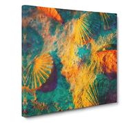 Shells On The Beach Vo.1 Painting Modern Canvas Wall Art Print Ready to Hang, Framed Picture for Living Room Bedroom Home Office Décor, 20x20 Inch (50x50 cm)