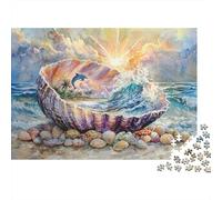 Shells on The Island, Dolphins Puzzle 52x38cm/1000pcs Erwachsene Watercolor Style Puzzle,Home Decor