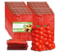 Shellvcase 20 Pack 25'' x 14'' Large Mesh Onion Bags, 30 lbs Onion Sack, Reusable Breathable Drawstring Fresh Mesh Produce Bags for Onion, Potato, Crawfish,Vegetables, Seafood, Firewood