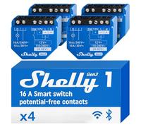 Shelly 1 Gen3, Wi-Fi & Bluetooth Smart Relay Switch, 16A, Dry Contacts, Home Automation, Lights, Garage Door Remote Control, iOS Android, Alexa & Google Home, No Hub Required (4 Pack)