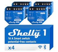 Shelly 1 Gen3, Wi-Fi & Bluetooth Smart Relay Switch, 16A, Dry Contacts, Home Automation, Lights, Garage Door Remote Control, iOS Android, Alexa & Google Home, No Hub Required (4 Pack)