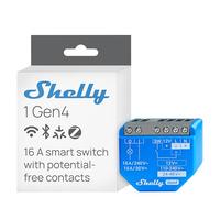 Shelly 1 Gen4 - Wi-Fi Smart Relay Switch, 1 Channel, 16A, Dry Contacts, Home Automation, Garage Door Remote Control, No Hub Required, Matter Certified, Alexa, Google Home, Apple HomeKit, Zigbee