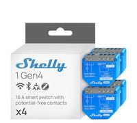 Shelly 1 Gen4 - Wi-Fi Smart Relay Switch, 1 Channel, 16A, Dry Contacts, Home Automation, Garage Door Remote Control, No Hub Required, Matter, Alexa, Google Home, Apple HomeKit, Zigbee (4 Pack)