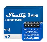Shelly 1 Mini Gen3, WiFi Smart Switch Relay, 1 Channel, 8A, Home Automation, Dry Contacts, Garage Door Remote Control, Compact Size, Alexa & Google Home, No Hub Required (2 Pack)