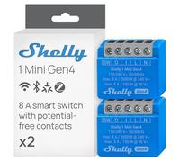 Shelly 1 Mini Gen4 - Wi-Fi Smart Relay Switch, 1 Channel, 8A, Dry Contacts, Home Automation, Garage Door Remote Control, No Hub Required, Matter, Alexa, Google Home, Apple HomeKit, Zigbee (2 Pack)