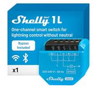 Shelly 1L Gen3 with Bypass - Wi-Fi & Matter Smart Relay Switch, 1 Channel, 200W Max, Remote Control, No Neutral Wire Required, Flush Mounting, Controls Loads Over 5 W, Alexa & Google, No Hub Required