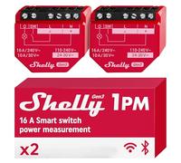 Shelly 1PM Gen3, Wi-Fi & Bluetooth Smart Relay Switch, 16A, Power Monitoring, Real-Time Power Metering, Home Automation, Alexa & Google Home, iOS & Android, No Hub Required (2 Pack)