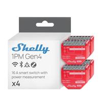 Shelly 1PM Gen4 - Wi-Fi Smart Relay Switch, 1 Channel, 16A, Real-Time Power Metering, Home Automation, Remote Control, No Hub Required, Matter, Alexa, Google Home, Apple HomeKit, Zigbee (4 Pack)