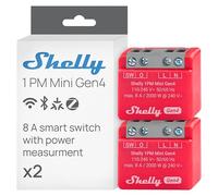 Shelly 1PM Mini Gen4 - Wi-Fi Smart Relay Switch, 1 Channel, 8A, Real-Time Power Metering, Home Automation, Remote Control, No Hub Required, Matter, Alexa, Google Home, Apple HomeKit, Zigbee (2 Pack)