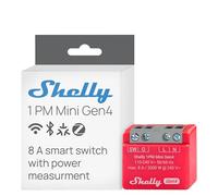 Shelly 1PM Mini Gen4 - Wi-Fi Smart Relay Switch, 1 Channel, 8A, Real-Time Power Metering, Home Automation, Remote Control, No Hub Required, Matter, Alexa, Google Home, Apple HomeKit, Zigbee