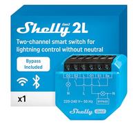 Shelly 2L Gen3 with Bypass, Wi-Fi Smart Relay Switch, 2 Channels, 700W Max, Remote Control, No Neutral Wire Required, Flush Mounting, Controls Loads Over 5 W, Alexa & Google Home, No Hub Required