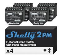 Shelly 2PM Gen3, Wi-Fi Smart Roller Shutter Switch Module, Power Metering, 2-Channel 16A, Motorized Blinds/Curtains Control, Alexa/Google Home Compatible, iOS/Android App, Home Automation (4 Pack)