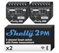 Shelly 2PM Gen3 - Wi-Fi Smart Roller Shutter Switch Module, Power Metering, 2 Channels, 16A, Motorized Blinds & Curtains Control, Alexa & Google Home, No Hub Required, Smart Home (2 Pack)